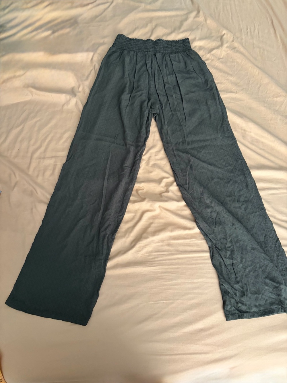 Womens Casual Elastic-Waist Straight Leg Pants - Forest Green